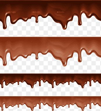 three chocolate drips on a white background