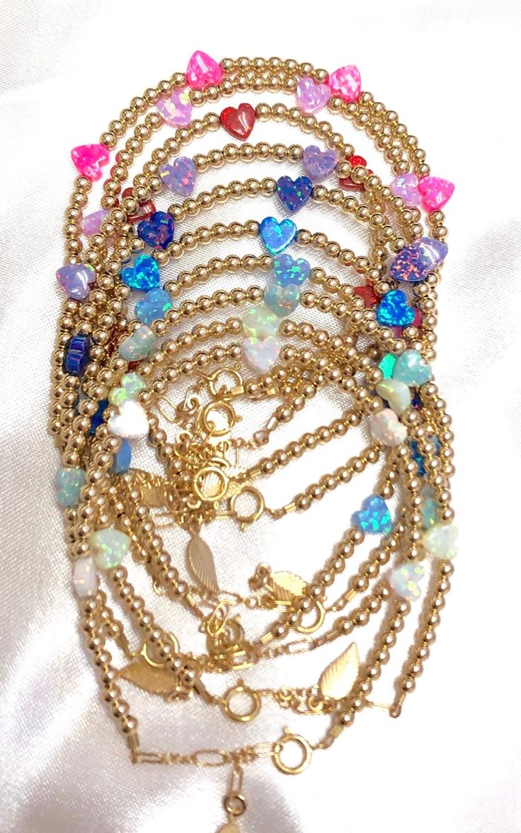 Opal Heart 14k Gold Hazel Exclusive Each Bracelet Is Sold Individually Hazel Boutique, Dream Wishlist, Provence Lavender, Rose Peach, Opal Color, Yellow Citrine, Good Heart, Aquamarine Blue, Tiffany Blue