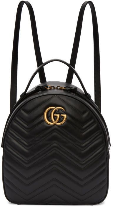 Gucci Black GG Marmont Backpack #fashion #pandafashion #backpack #gucci Black Gucci Backpack, Gucci Backpack, Luxury Backpack, Gucci Purses, Gucci Outfits, Black Leather Backpack, Buy Gucci, Gg Marmont, Prada Handbags