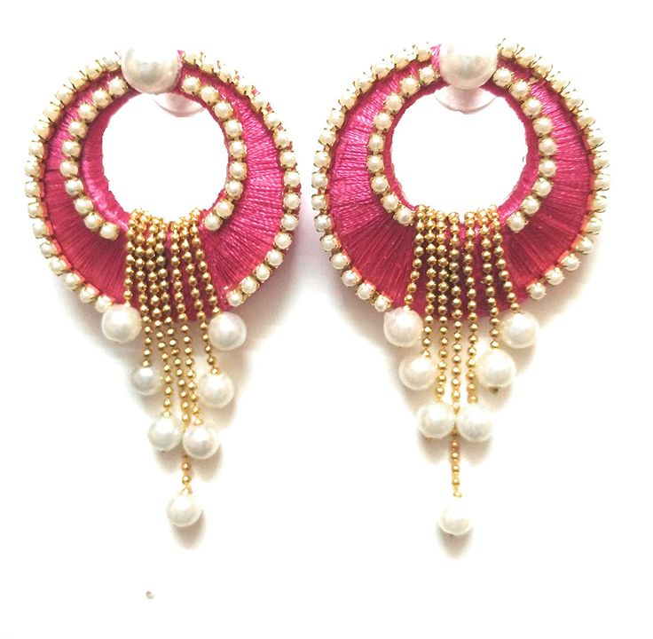 hey guys, buy beautiful silk thread earrings for wedding and traditional function. Silk Thread Earrings Handmade, Ear Ring Design, Silk Thread Jhumkas, Silk Thread Earrings Designs, Thread Accessories, Butterfly Video, Chand Bali, Bali Design, Silk Thread Bangles Design