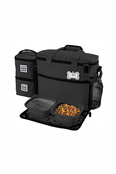 two black cooler bags with food in them