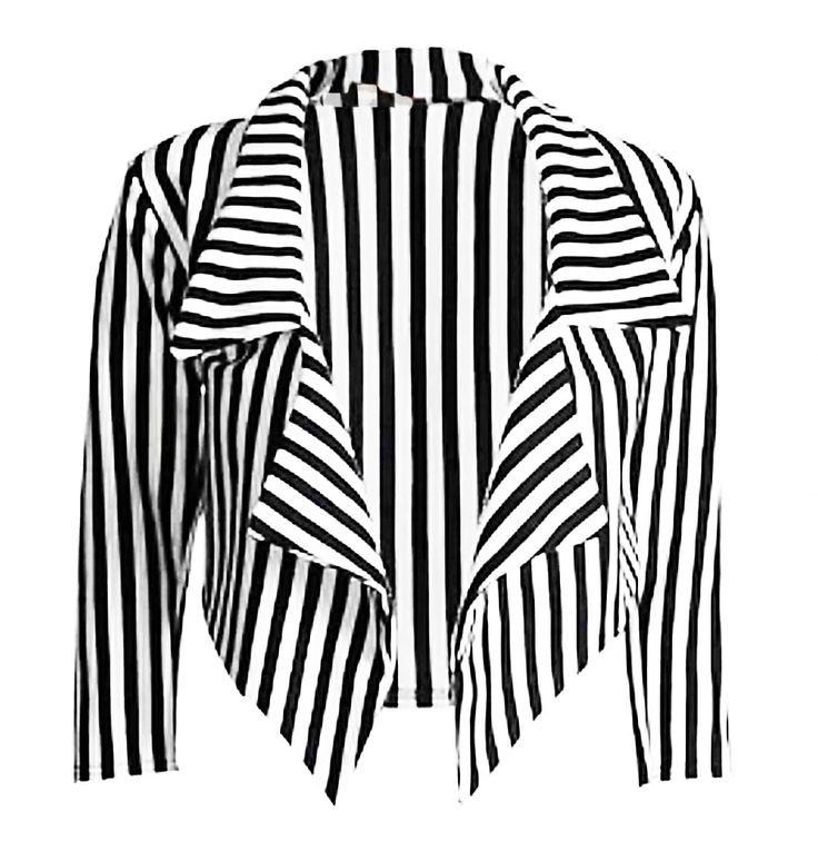 PRICES MAY VARY. 100% Polyester Imported Polyester lining Drawstring Waist closure Step into the spooky and whimsical world of "Beetlejuice" with this Women's Beetlejuice Costume! This costume captures the essence of the mischievous and eccentric character, making it perfect for Halloween parties, costume events, or fans of the classic film.Introducing the Women's Classic ¾ Sleeves Open Front Stripes Cropped Waterfall Crop Blazer – a versatile and stylish addition to your wardrobe. Design: This Beetle Juice Costume, Waterfall Blazer, Beetlejuice Costume, Stripe Blazer, Black White Blazer, Mode Zara, Black And White Jacket, Beetle Juice, Women's Suiting