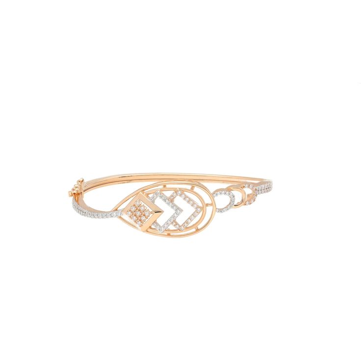 Pair this lovely 18k rose gold and cubic zirconia bangle from Virani with other rose gold Indian jewelry from our collection to create a stunning look of elegance. Features •  18k rose gold •  Cubic zirconia Virani Jewelers is a premier gold Indian jewelry store in the New Jersey, USA specializing in 18k and 22k gold. Luxury Engraved Rose Gold Bangle, Cheap Rose Gold Bangle As Gift, Cheap Rose Gold Bangle For Gift, Rose Gold Diamond Bracelet With Diamond Accents, Rose Gold Bangle Bracelet With Brilliant Cut, Rose Gold Bracelet With Diamond Accents For Wedding, Rose Gold Brilliant Cut Bangle For Weddings, Rose Gold Wedding Bracelet With Diamond Accents, Wedding Rose Gold Bangle With Brilliant Cut