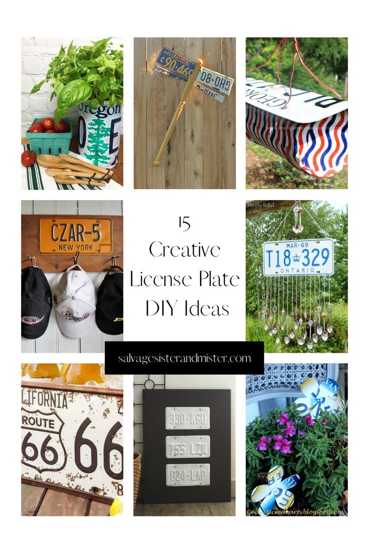 Upcycle old license plates into fun and unique DIY projects for your home with these simple and creative ideas. License plates can be found at thrift stores, flea markets, fairs and sometimes your own garage! They are so fun to craft with and today we are featuring 15 super creative license plate DIY ideas that will totally inspire you to make your own upcycle project! Uses For Old License Plates Ideas, Crafts With License Plates, Repurposed License Plates Ideas, What To Do With Old License Plates, Diy License Plate Ideas, License Plates On Wall, Plate Upcycle, Old License Plate Ideas, License Plate Crafts Projects