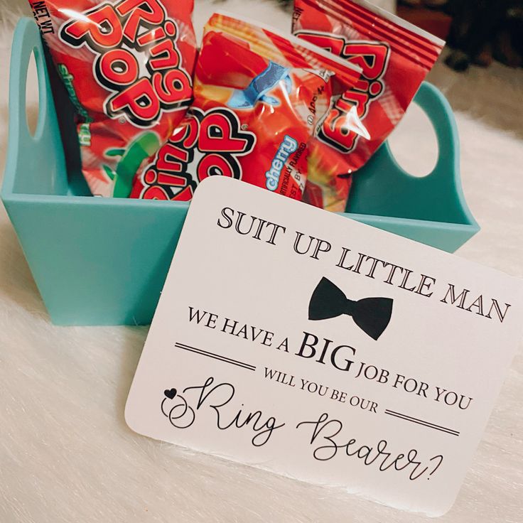 a little man's gift basket with candy