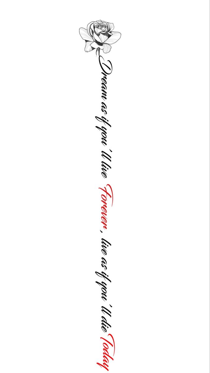 the words are written in red and black ink on a white paper with a rose