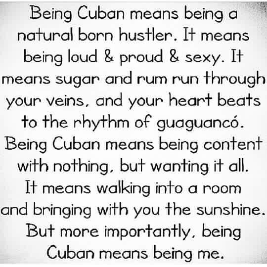 a poem written in black and white that says being cuban means being a natural born huster