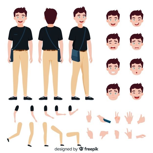 a man with different poses and gestures