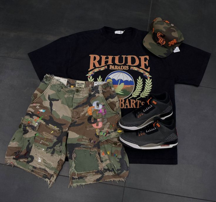 Rhude Mens Outfit, Men Streetwear Outfits, Summer Swag Outfits, Guys Fashion Swag, Jordan Outfit, Pants Outfit Men, Teen Boy Outfits, Hype Clothing, Drip Outfit Men