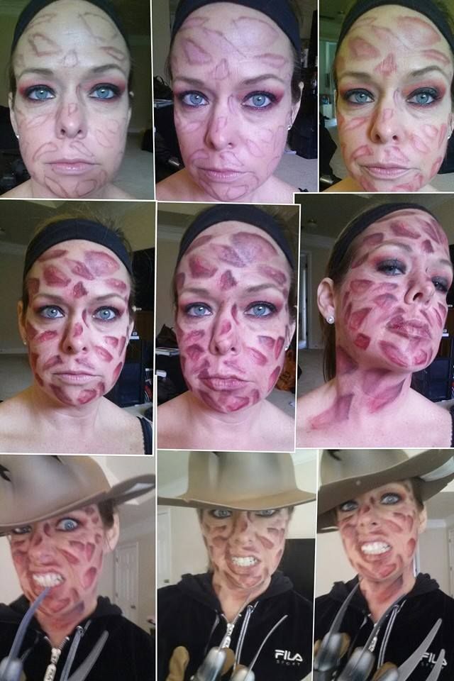 a collage of photos showing the different facial expressions of a woman with makeup on her face