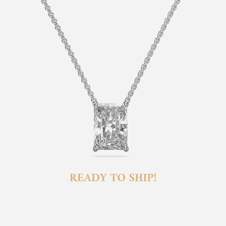 Ready to Ship! Timeless Elegance: Radiant Cut Lab Grown Diamond Pendant & Necklace  This stunning Necklace showcases a brilliant Radiant cut, lab-grown diamond, nestled securely in a modern Prong setting. Crafted in gleaming 14K white gold, it offers a touch of sophisticated sparkle to any outfit. ✨ Diamond Details ✨ ↦ Shape: Radiant ↦ Setting: Prong  ↦ Color: F/G ↦ Clarity: VS1/2 ↦ Total Carat Weight: 0.25 CT To 2 CT ↦ Certification: Elista Authenticate Certificate ↦ Making Process: Handmade - Necklace Wedding, Radiant Cut, Stunning Necklace, Diamond Pendant Necklace, Diamond Pendant, Ring Verlobung, Prong Setting, Lab Grown, Diamond Engagement Rings