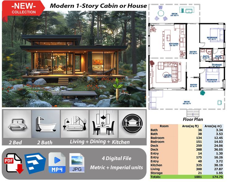 the modern - story cabin or house is shown in this brochure