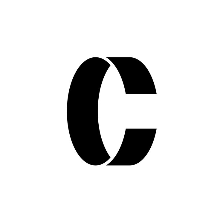 the letter c is made up of two black letters, one with a white capital on it