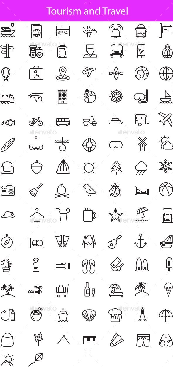 a large set of travel and tourism related icons - miscellaneous symbols / objects web elements