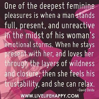 a woman's face with the words, one of the deepest feminine pleasures is when