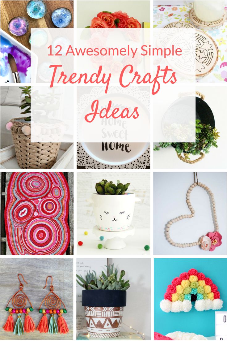 twelve different images with the words 12 awesomely simple trendy crafts ideas