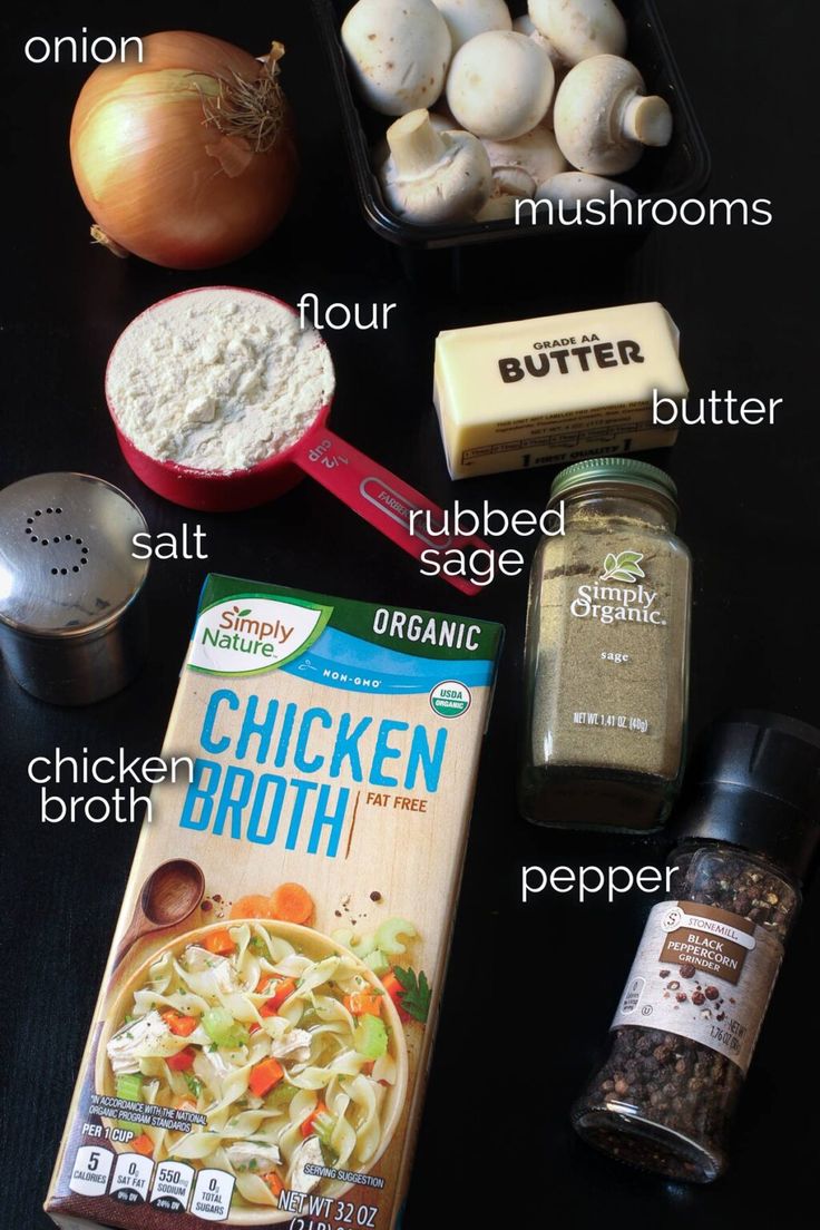 ingredients to make chicken broth laid out on a table with text overlay that says,