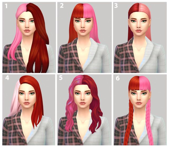 six different types of pink hair for females