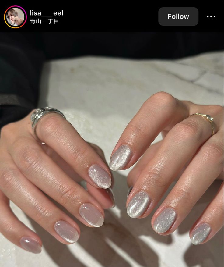 Silver Cat Eye Nails, Silver Cat Eye, Soft Gel Nails, Hippie Nails, Hello Nails, Nude Nail Designs, Subtle Nails, Magnetic Nails, Eye Nails