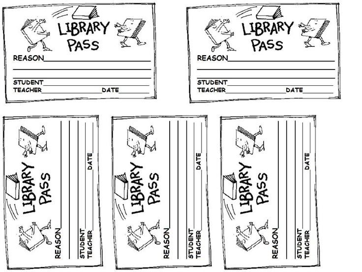 three library pass cards with the words library pass and two images of books on them