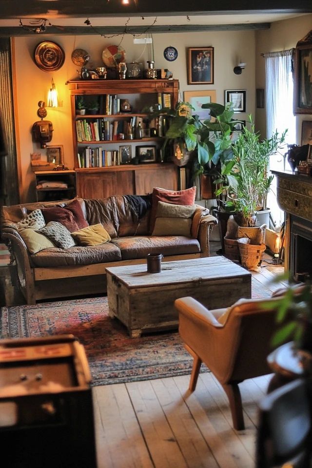 a living room filled with furniture and a fire place