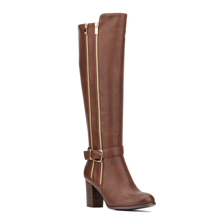 Step into style with these New York & Company Andina women's knee-high boots.Click this FOOTWEAR GUIDE to find the perfect fit and more! Step into style with these New York & Company Andina women's knee-high boots. Click this FOOTWEAR GUIDE to find the perfect fit and more! SHOE FEATURES Two decorative zippers and one functional zipper Block heelSHOE CONSTRUCTION Polyurethane upper and lining Rubber outsoleSHOE DETAILS Round toe Zipper closure Padded footbed 3.15-in. heel 15.75-in. Shaft 14.96-i Block Heel Shoes, Womens Knee High Boots, Boot Shoes Women, Knee High Boots, High Boots, Riding Boots, Knee High, Block Heels, Shoe Boots