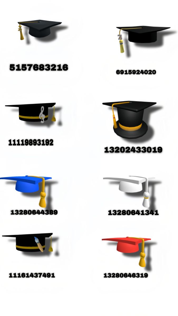 graduation caps and tassels are shown in this graphic style, with the numbers below them