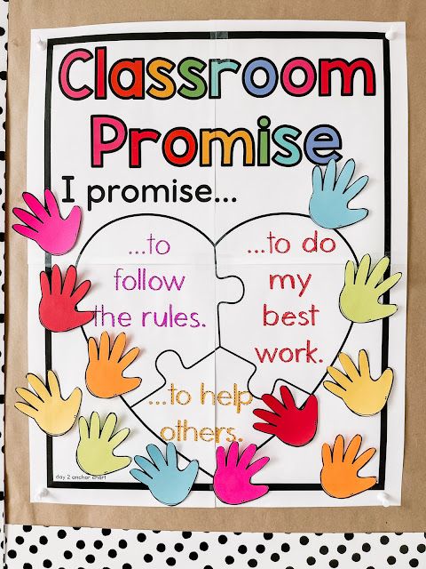 classroom poster with handprints on it and the words, i promise to follow the rules