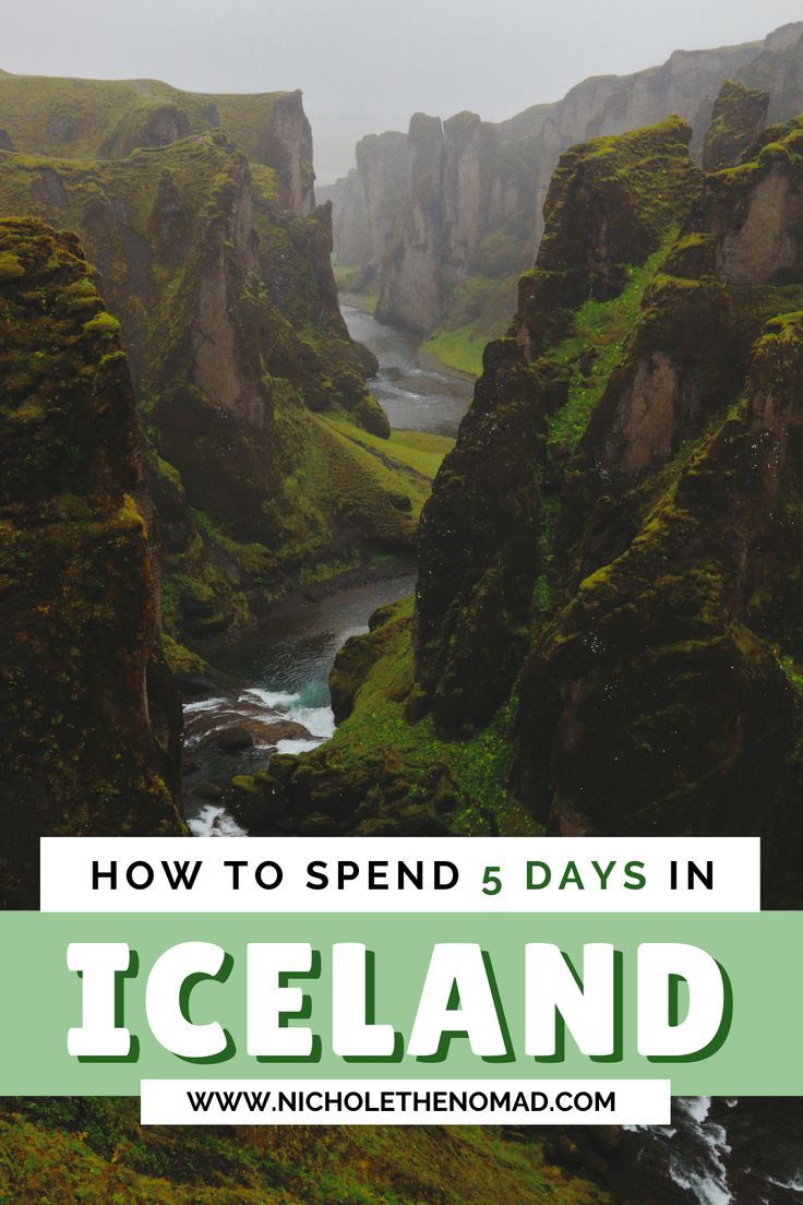 iceland with text overlaying how to spend 5 days in iceland, including hiking