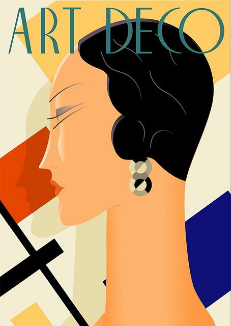 an art deco poster with a woman's face and the words art deco on it