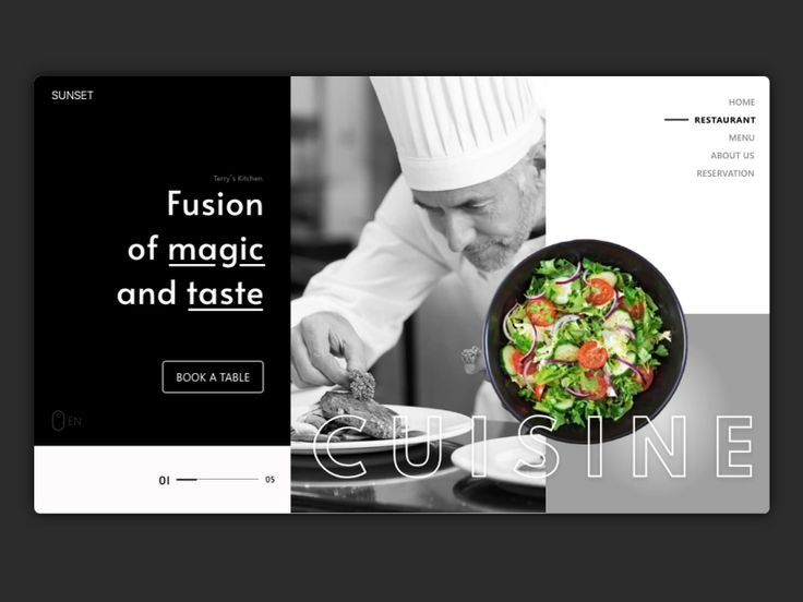 the website is designed to look like it's being used for food and drink