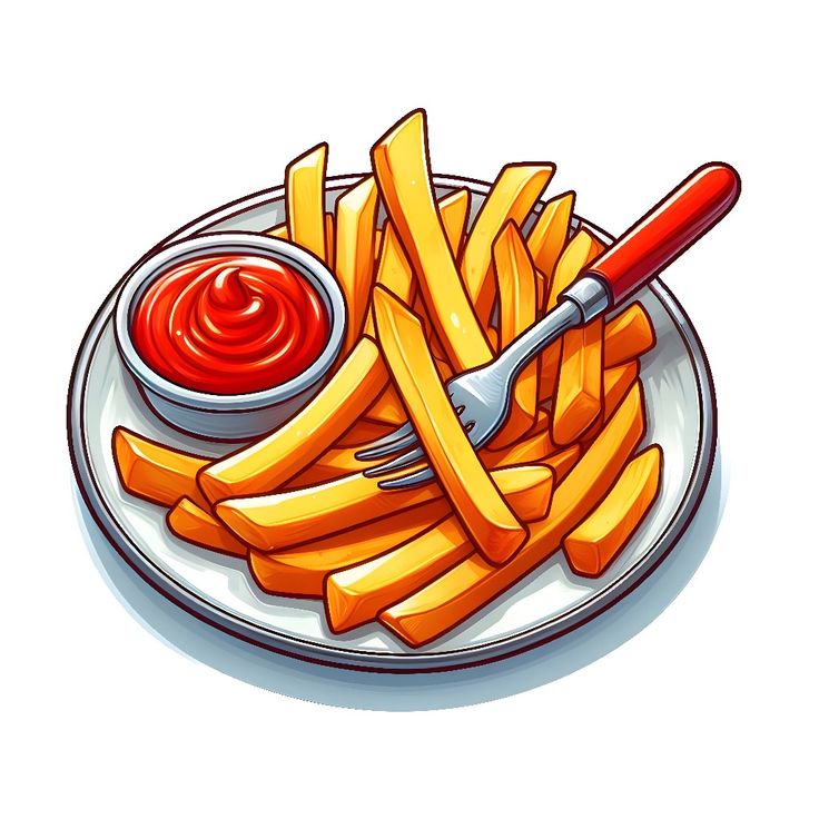 french fries and ketchup on a plate