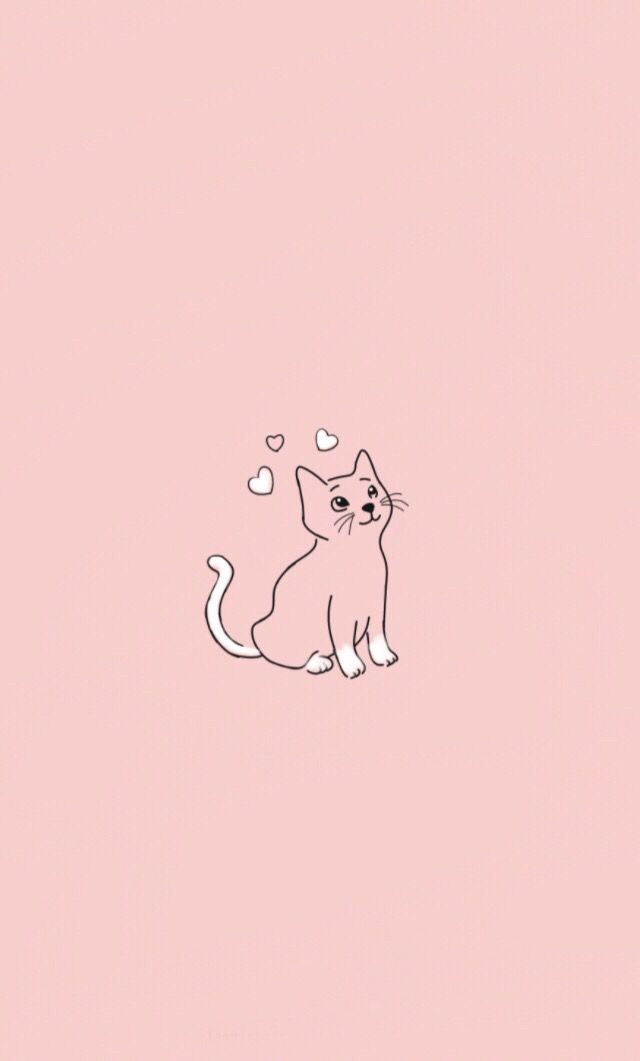 a cat sitting on top of a pink wall with hearts floating out of it's eyes