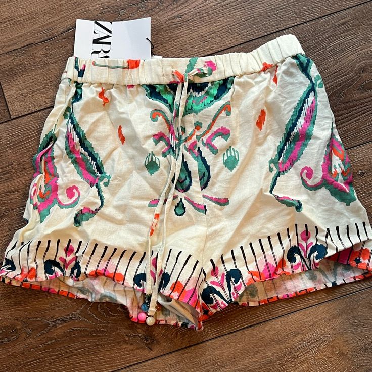 Zara Bohemian Shorts. Size Small. Bought For Vacation And Never Wore. Super Cute With A Tank! Summer Vacation Boho Print Bottoms, Casual Boho Print Bottoms For Beach, Summer Beach Boho Print Bottoms, Bohemian Beach Shorts With Floral Print, Bohemian Floral Print Bottoms For Vacation, Bohemian Shorts For Summer Beach Outings, Bohemian Printed Summer Shorts, Multicolor Boho Print Beach Bottoms, Bohemian Floral Print Bottoms For Beach Season