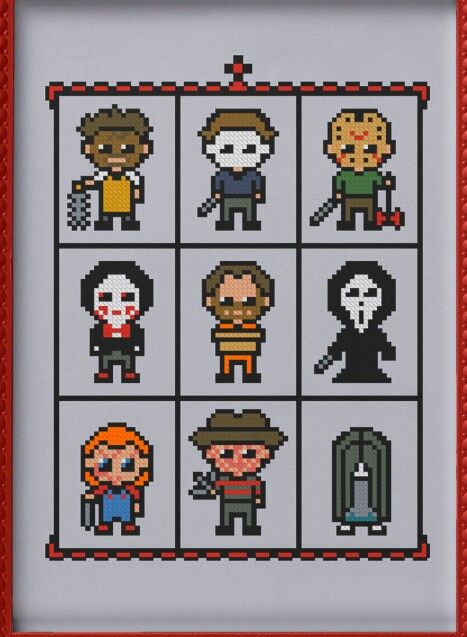 a cross stitch pattern with different characters on it