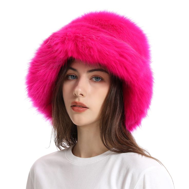 PRICES MAY VARY. 100% Polyester Machine Wash Bucket Hat Winter, Fuzzy Bucket Hat, Faux Fur Bucket Hat, Fur Bucket Hat, Bucket Hat Women, Faux Fur Hat, Ski Cap, Leisure Fashion, Fisherman Hat