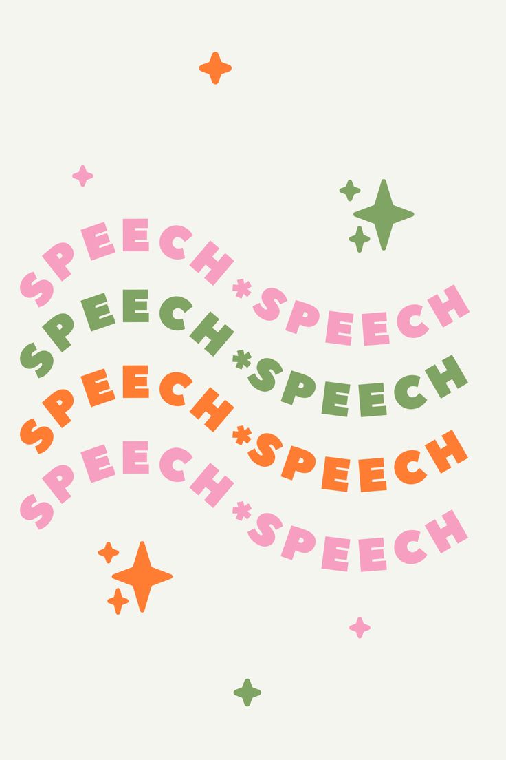 the words speech are written in different colors