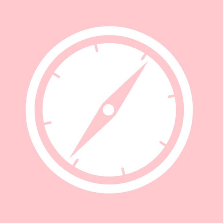 a pink background with a white clock