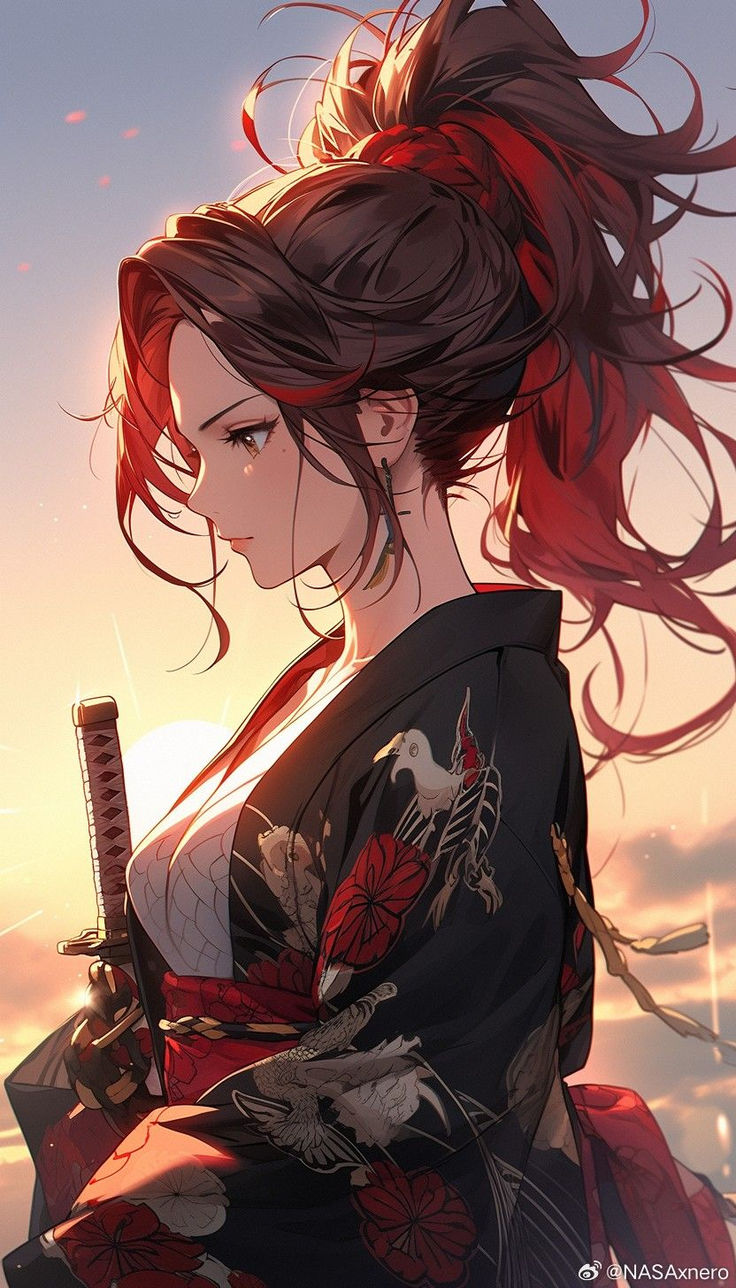 Anime Samurai Woman, Samurai Girl Art, Samurai Character Art, Type Moon Anime, Anime Kimono, Some Sketches, Aesthetic Wallpaper Iphone, Samurai Art, Wallpapers Iphone