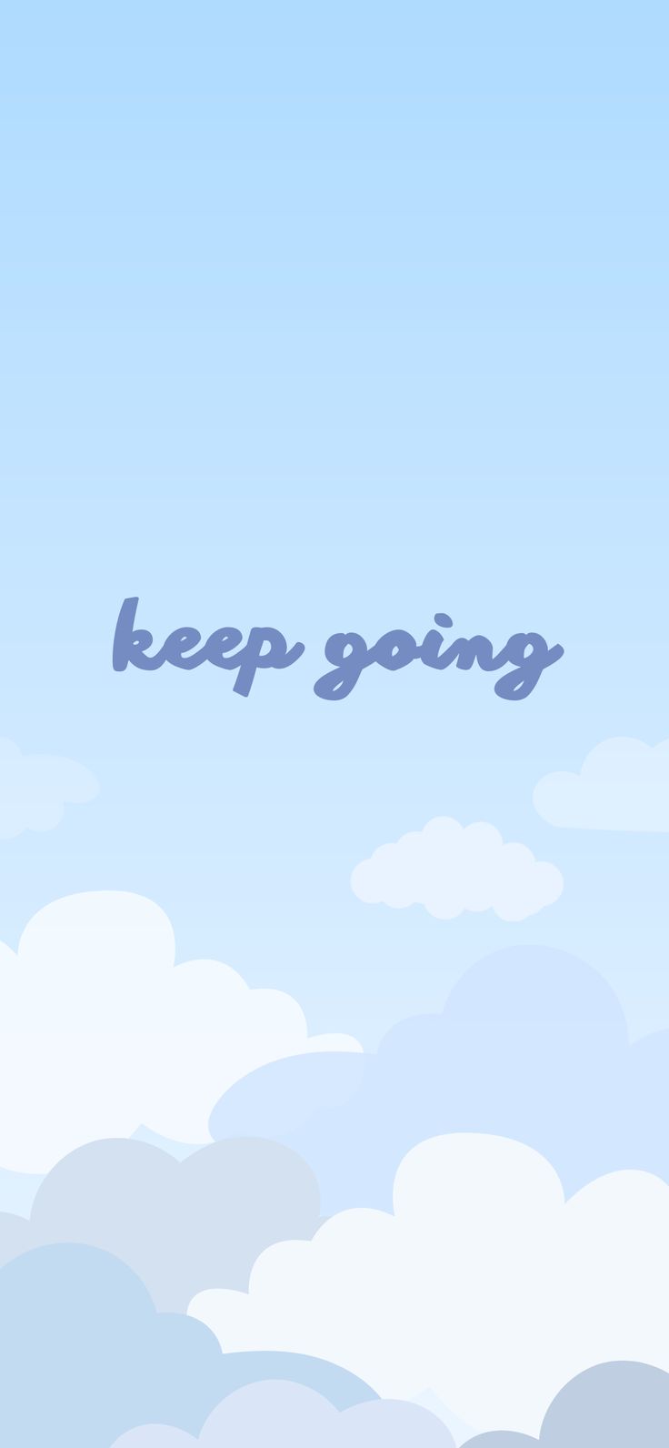 an image of a sky with clouds and the words keep going