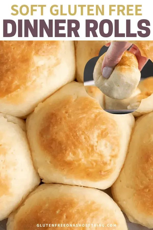 this is an image of soft gluten free dinner rolls with text overlay