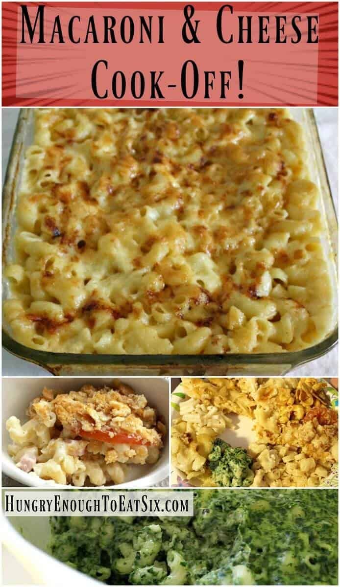 macaroni and cheese cook - off collage with text overlay that says macaroni and cheese cook - off