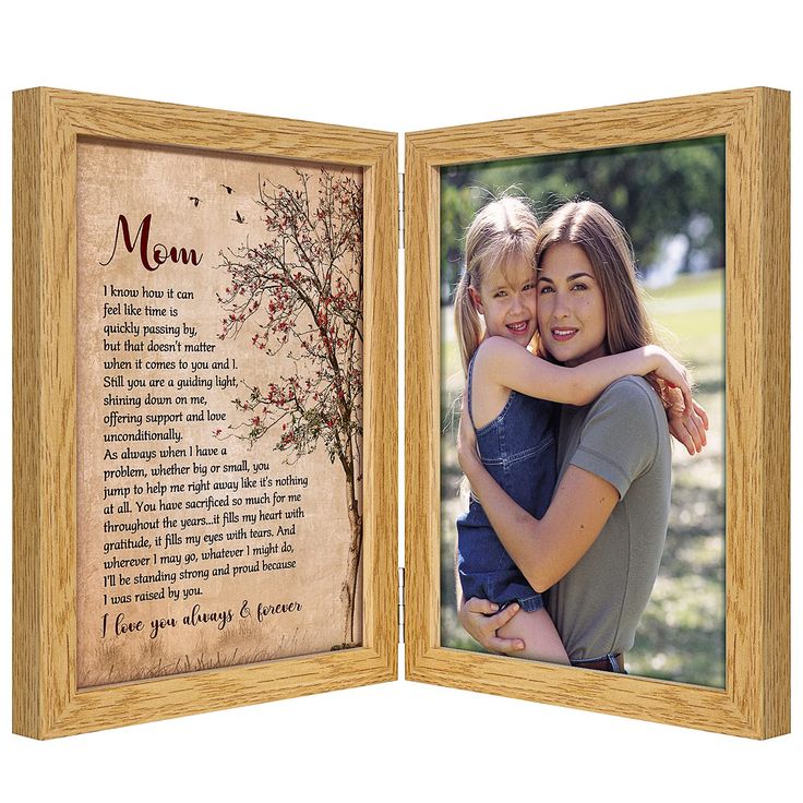 PRICES MAY VARY. ▶ Personalized Poem Picture Frame Gift ◀ with a sweet & heartfelt poem on the frame left side, the frame right and back can display 3 current photos or old photos that can evoke precious memories, making your mom smile every time she sees it . ▶ Perfect Mom Gifts Exquisite Wood Photo Frame ◀ Valentine's Day, Birthday, Mother's Day, Christmas, Mother of the Bride or Mother of the Groom gifts for your wedding day, or any other special occasion in your lives. Moms will love the pre Photo Frame Gifts, Picture Frame Gift, Mothers Day Poems, Hinged Frame, Mother Of The Groom Gifts, Personalized Picture Frames, Photo Frame Gift, Daughter Christmas, Wood Photo Frame