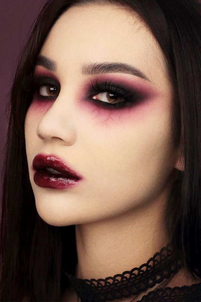 Nem Halloween Makeup, Vampire Makeup Ideas, Carnaval Make-up, Fete Emo, Teknik Makeup, Fantasy Make-up, Halloweenský Makeup, Halloween Make-up Looks, Dark Makeup Looks