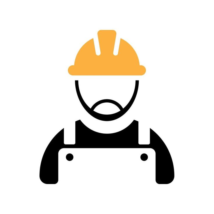 a man wearing a hard hat and holding a tablet pc in his hands, flat design