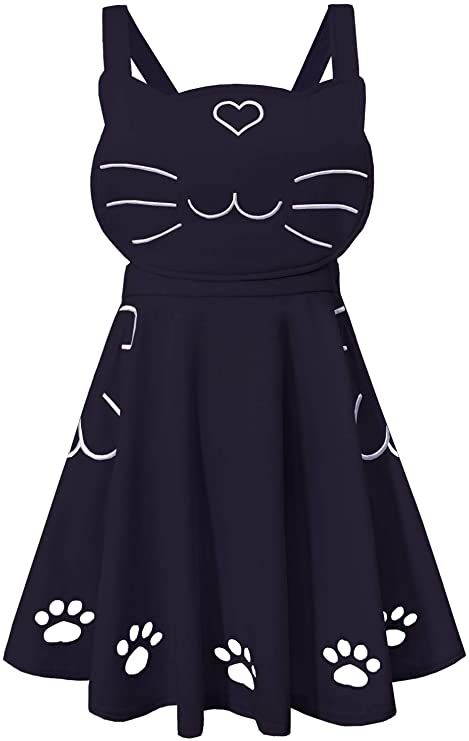 Cosplay Halloween Costumes, Embroidery Cute, Cat Dress, Heart Cat, Cat Fashion, Sailor Dress, Kawaii Dress, Cat Dresses, Suspender Skirt