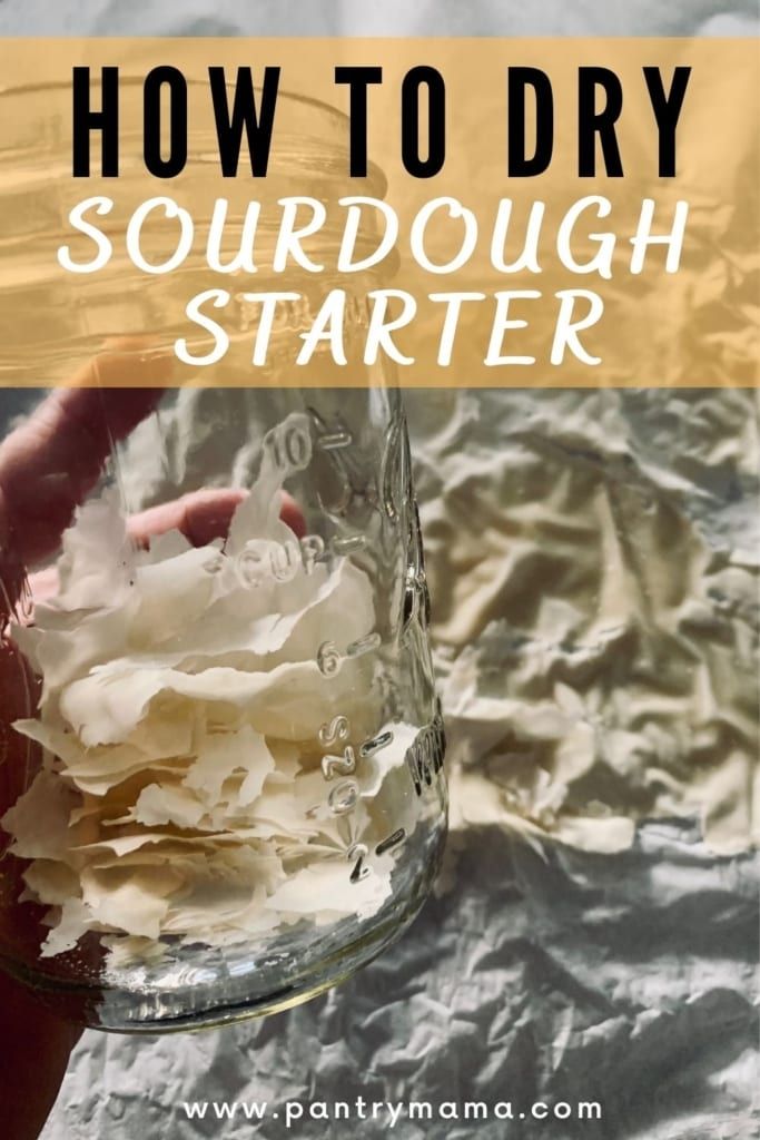 how to dry sourdough starter in a jar with text overlay that reads how to dry sourdough starter