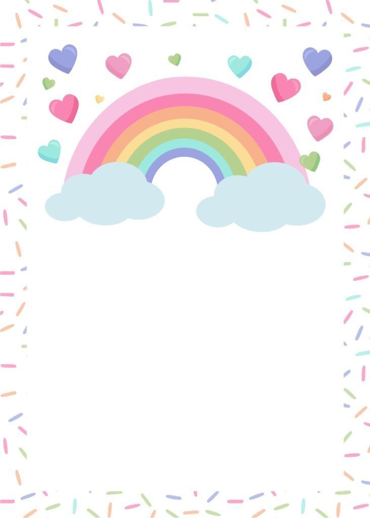 a card with a rainbow and hearts on it