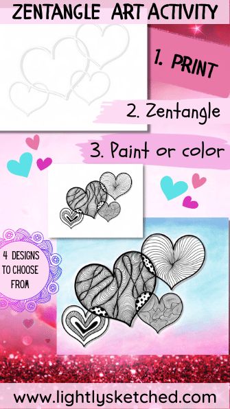 the instructions for how to draw hearts with acrylic paint and watercolor pencils