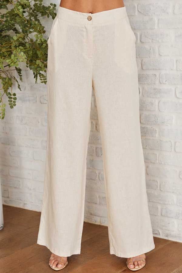 Milio Milano Women's Long Sleeve Top Cream / S Wide Leg Linen Pants- High Waist Cotton Linen Pants Women, Formal Pants Women, Clothes Steamer, Formal Pants, Natural Clothing, Quick Outfits, Wide Leg Linen Pants, Linen Pants Women, Straight Pants